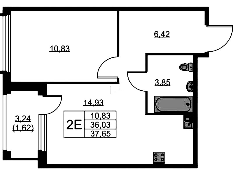 1-комнатная квартира 37.65 м², 5/15 эт., ЖК «GloraX Парголово»